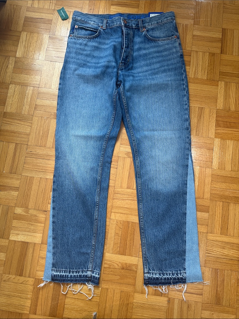 HUGO Two-Tone Blue Relaxed Straight Jeans